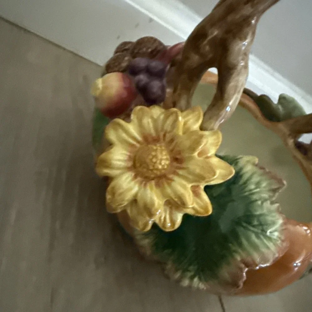 Fitz and Floyd Harvest Heritage Ceramic Pumpkin Basket Retired